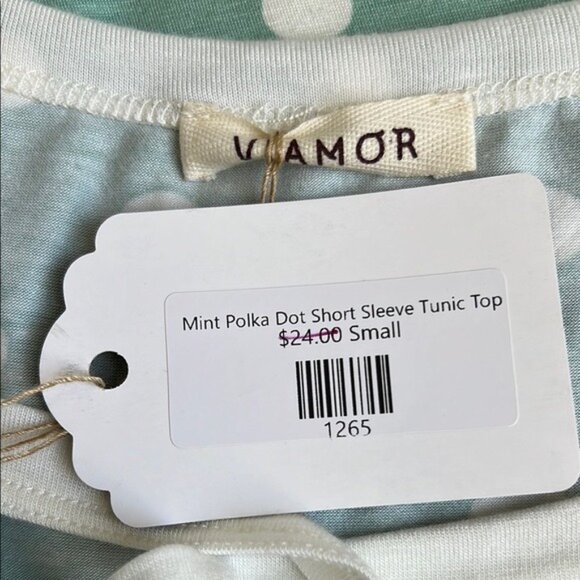 Mint Polka Dot Short Sleeve Top - S - Picture 2 of 5